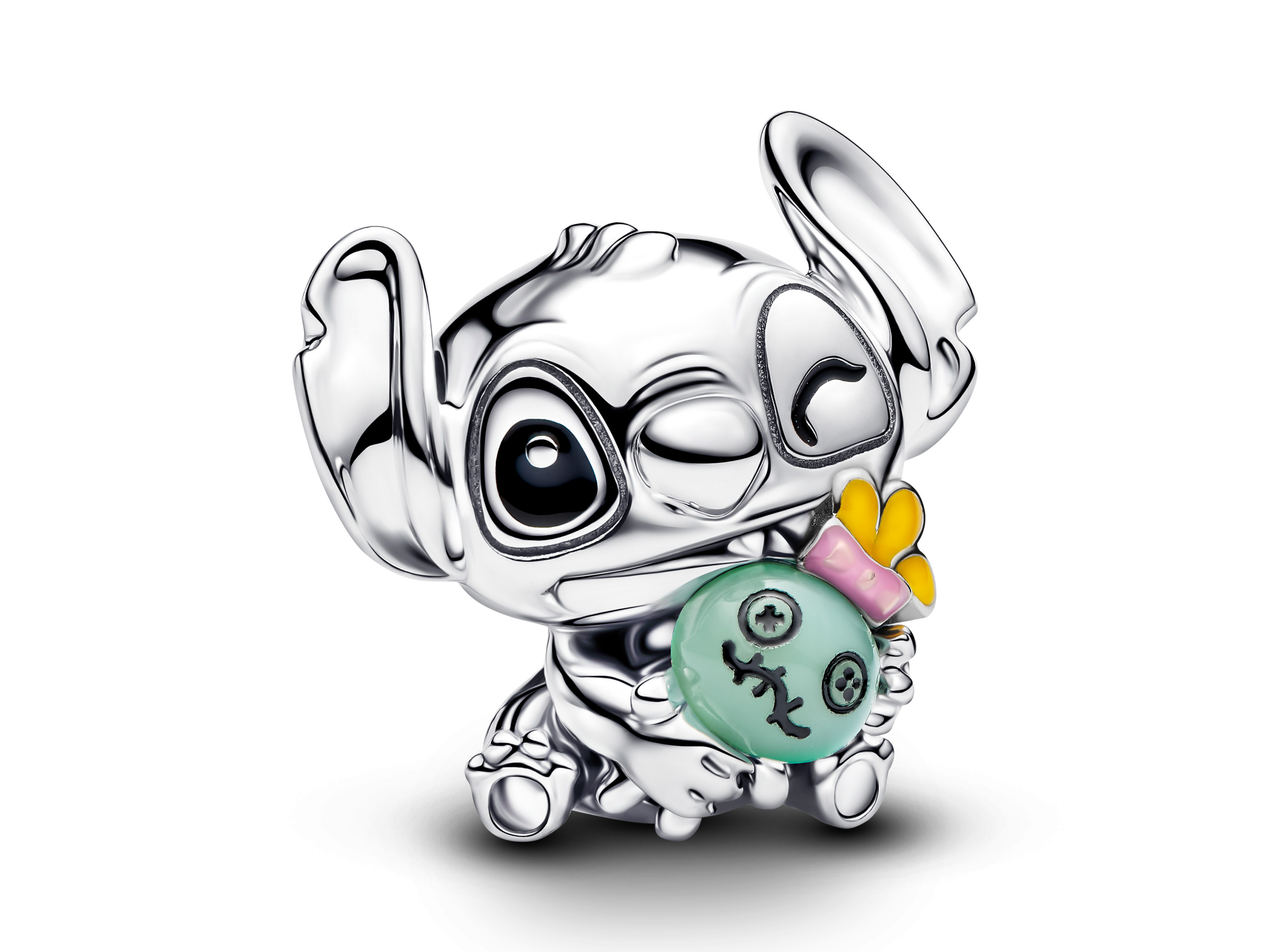 Pandora 794554C01 - Disney Stitch und Scrump Charm - Sterling Silber - Murano Glas + Emaille Grün