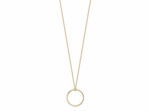 Elegante Thomas Sabo Kette im Vintage Ethno Design, Charm Club, ca. 70 cm lang, mit einem filigranen, goldenen Ring als auffälligem Anhänger.