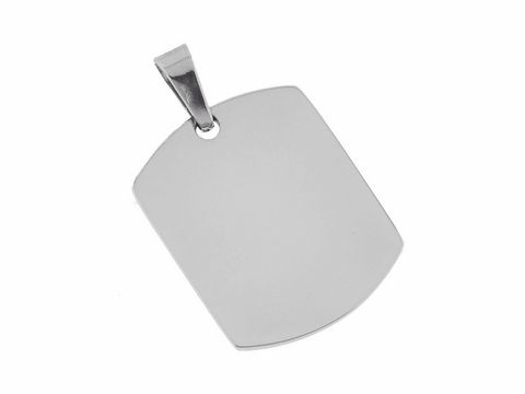 Edelstahl Anhänger in rechteckiger Form mit den Maßen 2 x 1,6 cm. Die gravierbare Fläche ist dezent gehalten. Hersteller ist Juwelier Harnisch. Ideal für persönliche Gravuren.