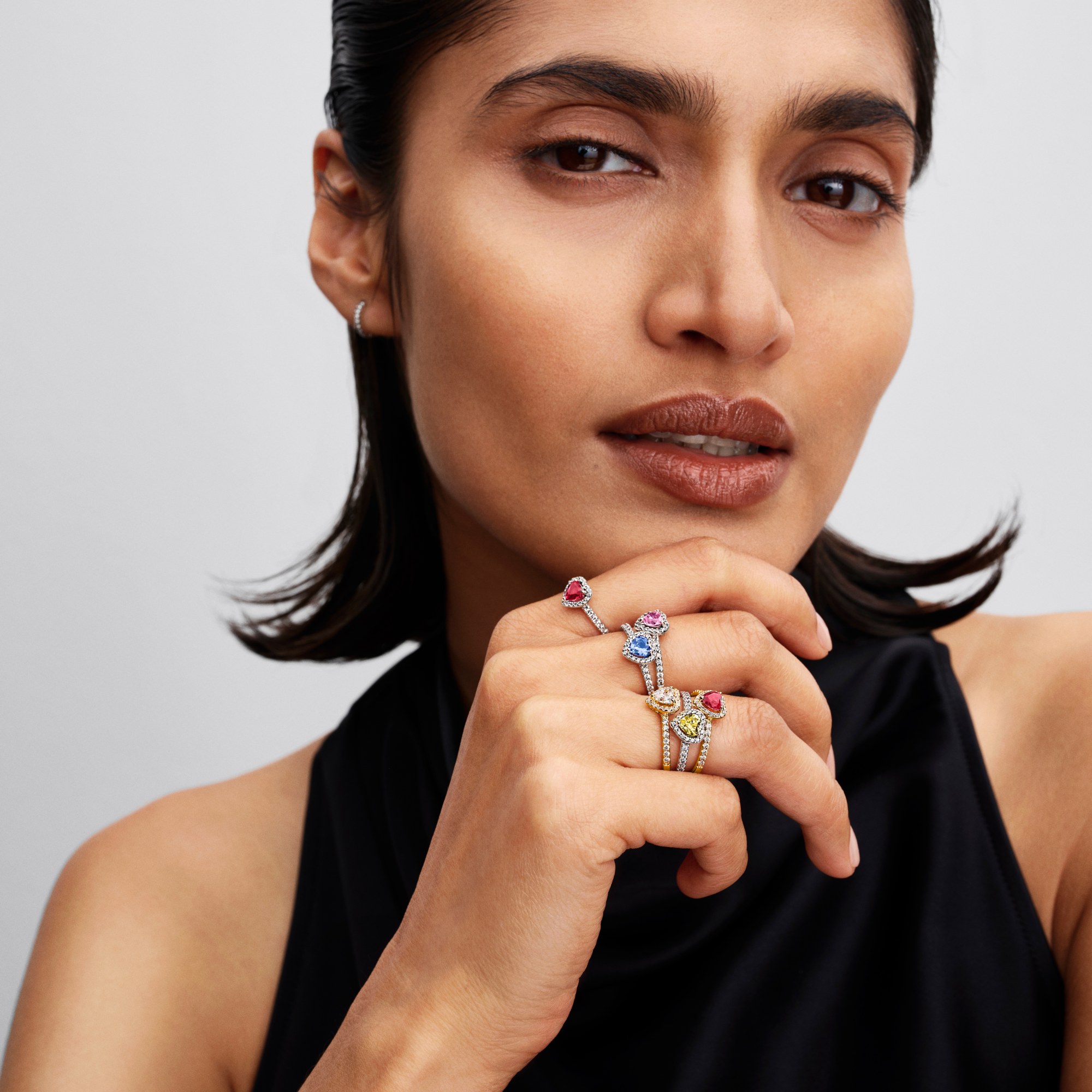 Pandora Ring - Funkelnder mit Herz - Roségold Vergoldung - Kristall - Pink – Ansicht 3