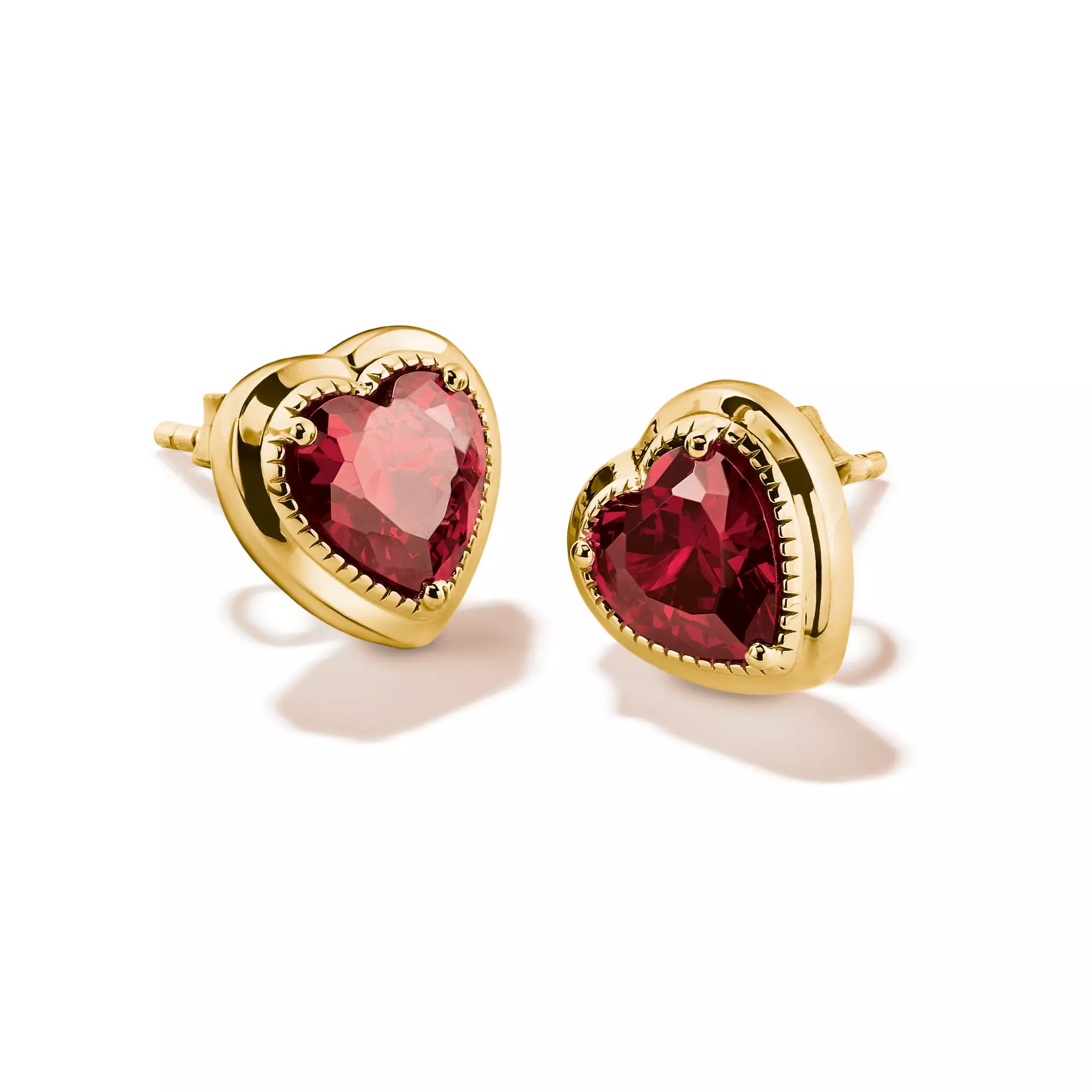 Thomas Sabo ELYNDRA HERZ Ohrstecker - 750/- Gold auf Silber & Zirkonia - Rot – Ansicht 2