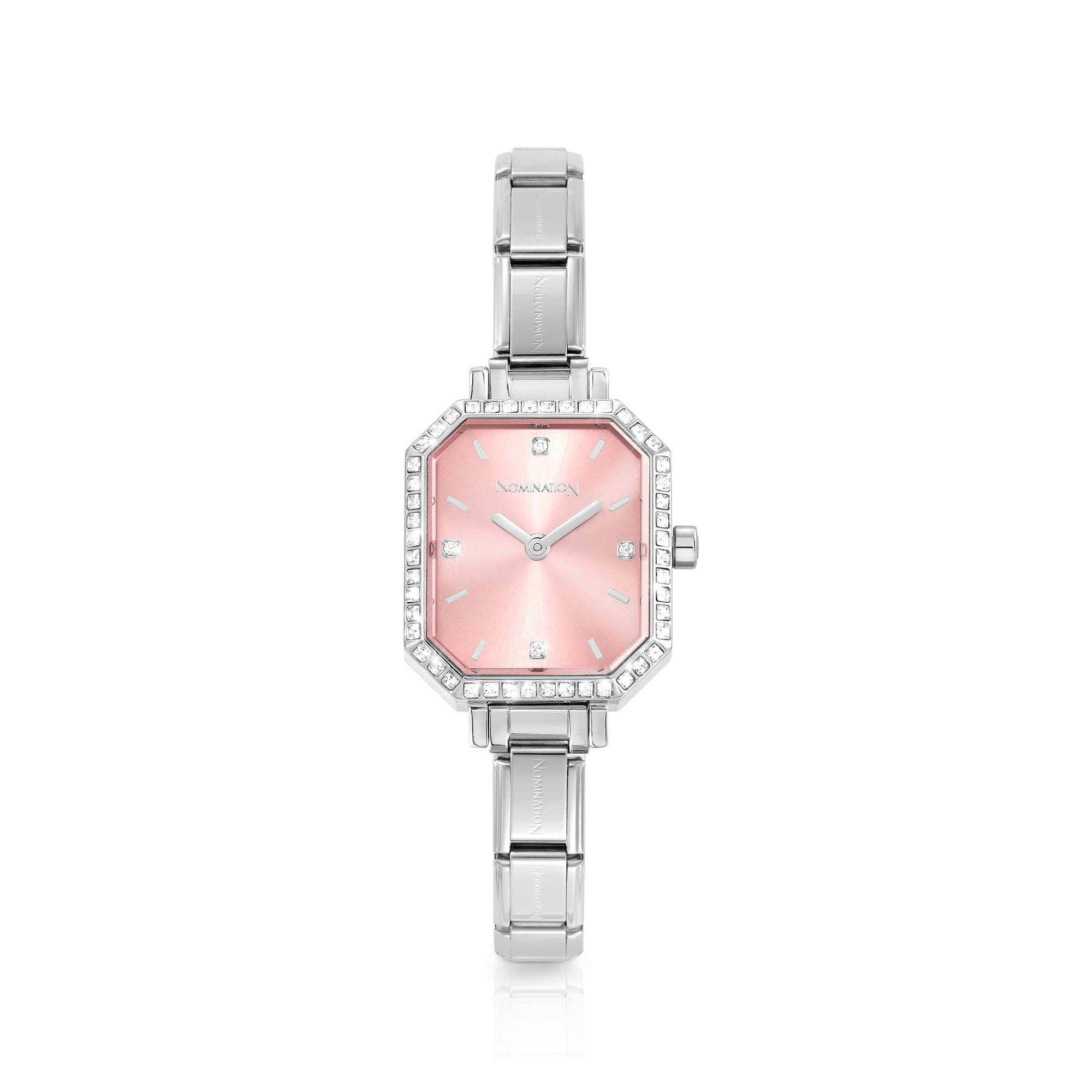 Nomination Composable Armbanduhr PARIS mit rosa Steinen – PARIS - TIME – Edelstahl – Zirkonia