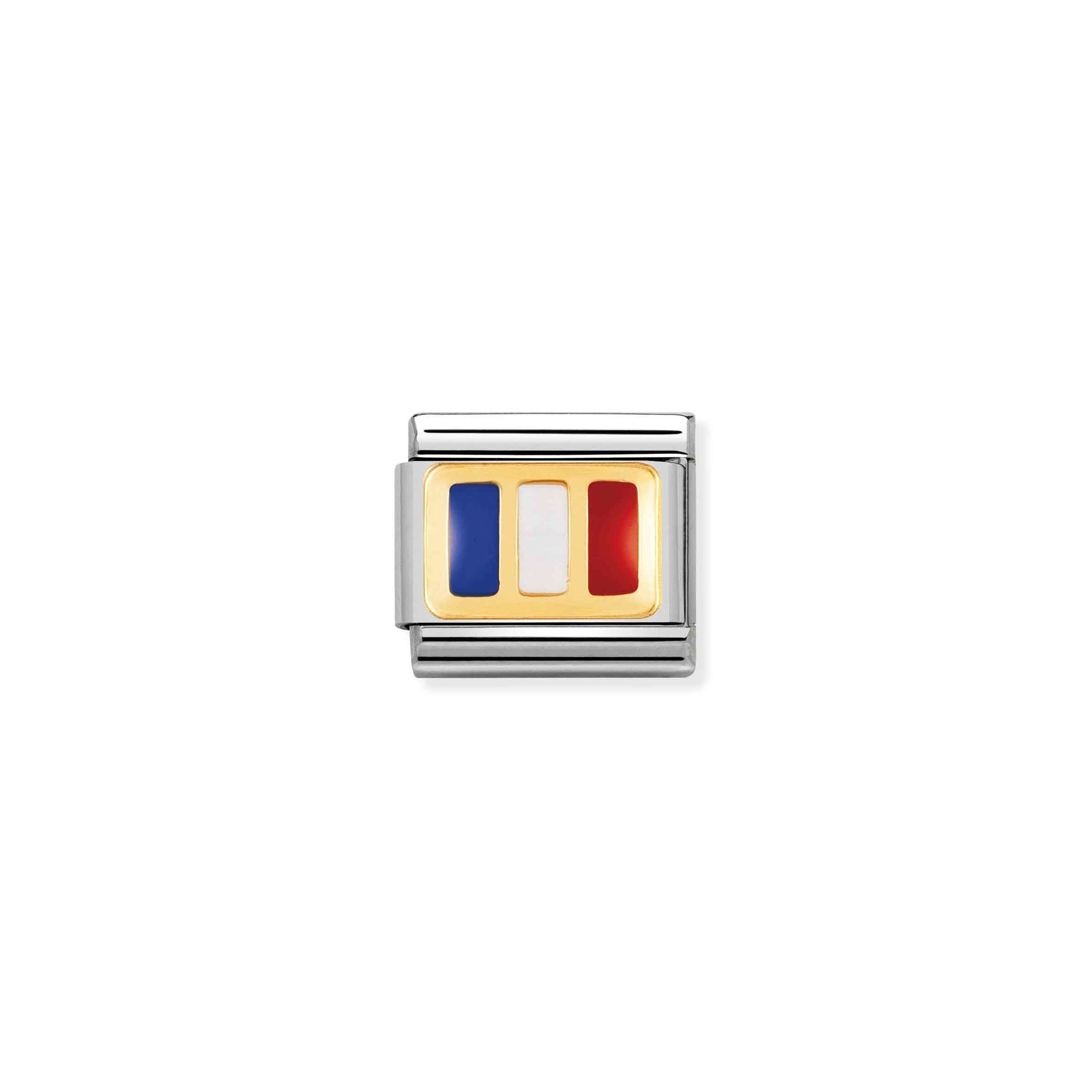 Nomination Composable Classic Charm Flagge Frankreich - Edelstahl, Gold 750 Gelbgold, Emaille