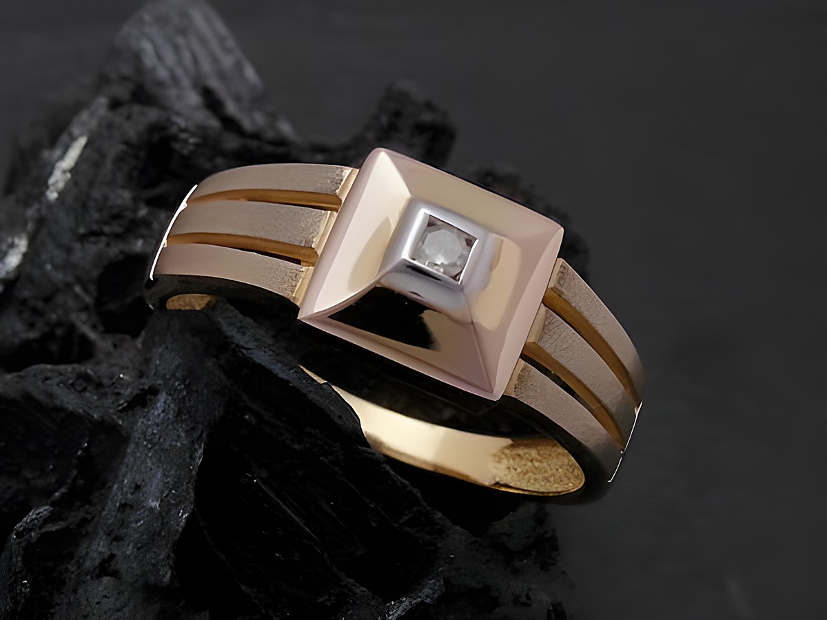 Gold Ring - edel - Gold 585 bicolor - Diamant - Goldring - Gr. 56,5, Hersteller: Juwelier Harnisch, bis Gr. 58/18,5, mit einer eleganten, modernen Form und funkelndem Diamanten.