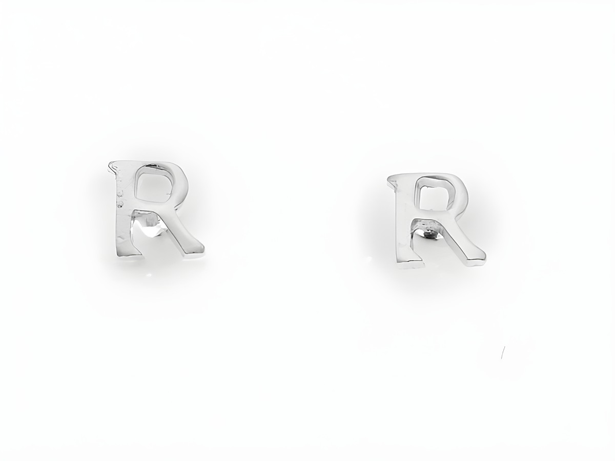 Ohrringe Ohrstecker Buchstabe R aus Silber 925 mit Initialien, hergestellt von Juwelier Harnisch, elegantes Design für jeden Anlass.