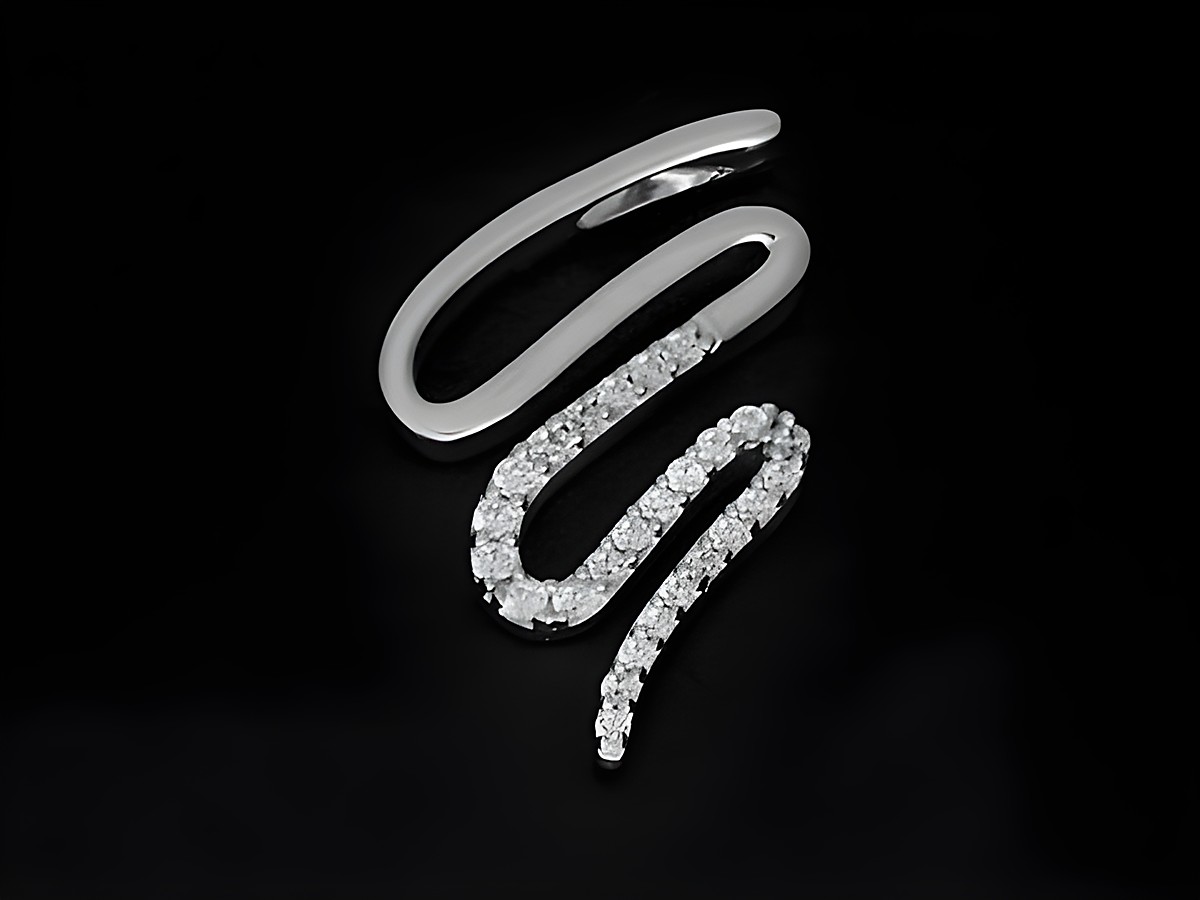 Schlange Anhänger aus 925 Sterling Silber rhodiniert mit funkelnden Zirkonia verziert von Juwelier Harnisch, ein elegantes Schmuckstück für Tierliebhaber.
