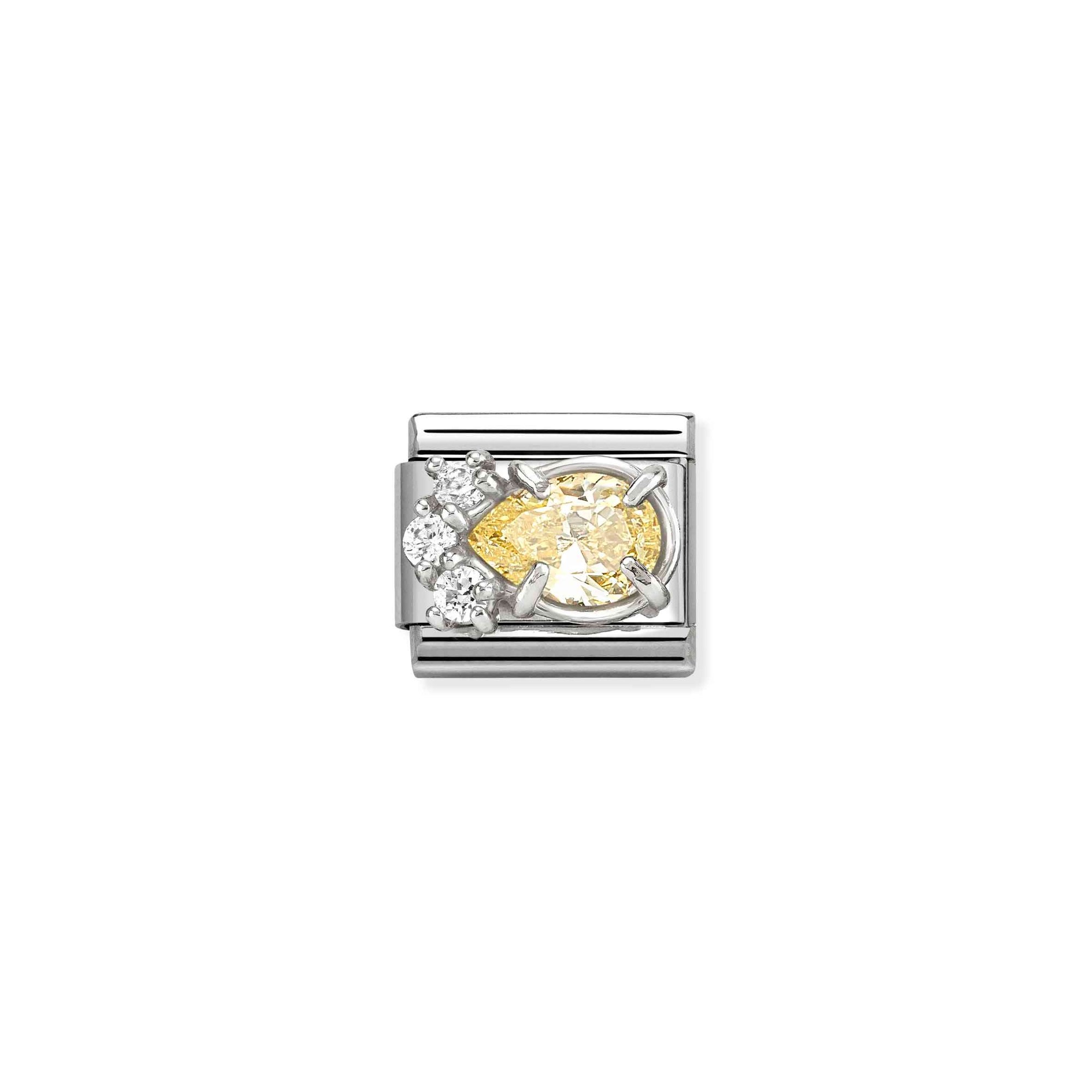 Nomination Classic Sterling Silber charm - Tropfen - Zirkonia Gelb & Weiß – Ansicht 2