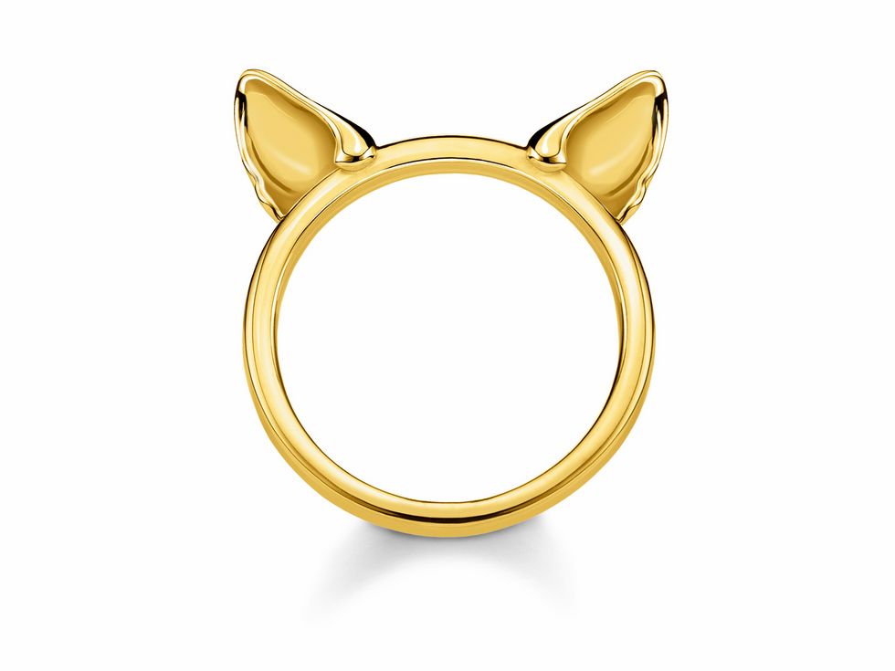 Ring von Thomas Sabo mit Katzenöhrchen aus vergoldetem Sterling Silber in Gelbgold, Größe 56, Modell TR2260-413-39-56.