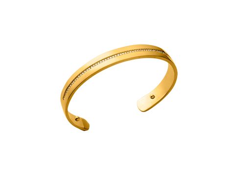 Armreifen von Les Georgettes in Gold mit einer Breite von 14 mm, verziert mit einer schmalen Linie, die Eleganz und Stil ausstrahlt. Ideal für besondere Anlässe.