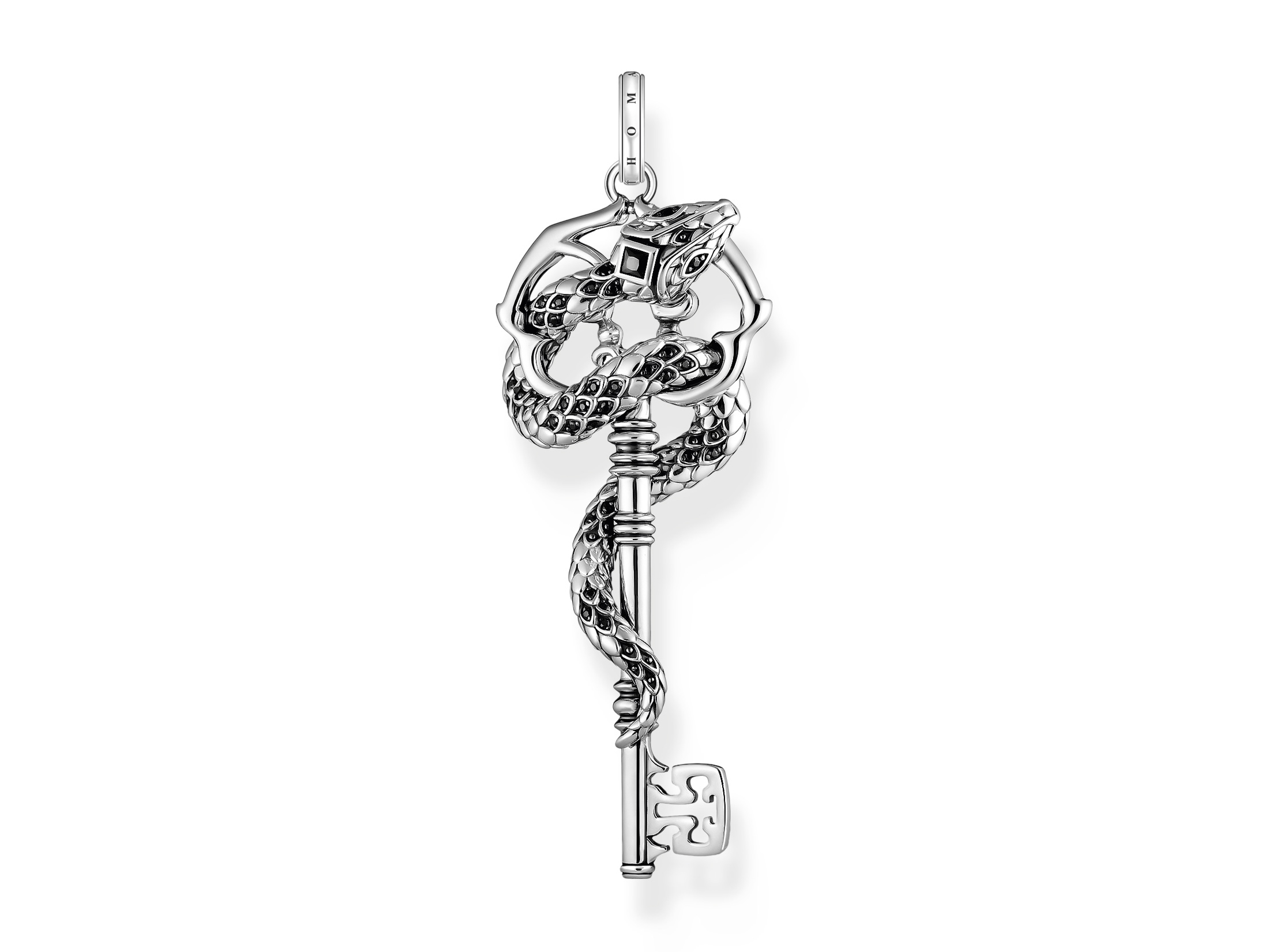Schwarzer Thomas Sabo Anhänger PE983-691-11 in Schlangenform mit eleganten Details und einem Schlüssel-Design, ideal für modische Akzente.