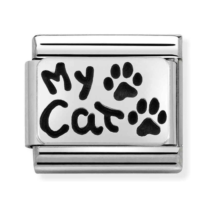 Nomination Composable Classic Charm My Cat - Edelstahl, Sterling Silber, Emaille