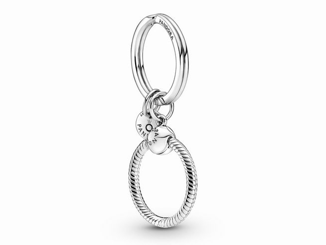 Pandora Silber Taschen Handtaschen Clip mit zwei Ringen und einem charm im modernen Design aus hochwertigem Silber, ideal als Schlüsselanhänger für stilvolle Accessoires.