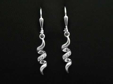 Ohrhänger Wirbel aus 925 Sterling Silber mit Zirkonia-Steinen, Hersteller Juwelier Harnisch, elegant und geschwungenes Design, ideal für besondere Anlässe.