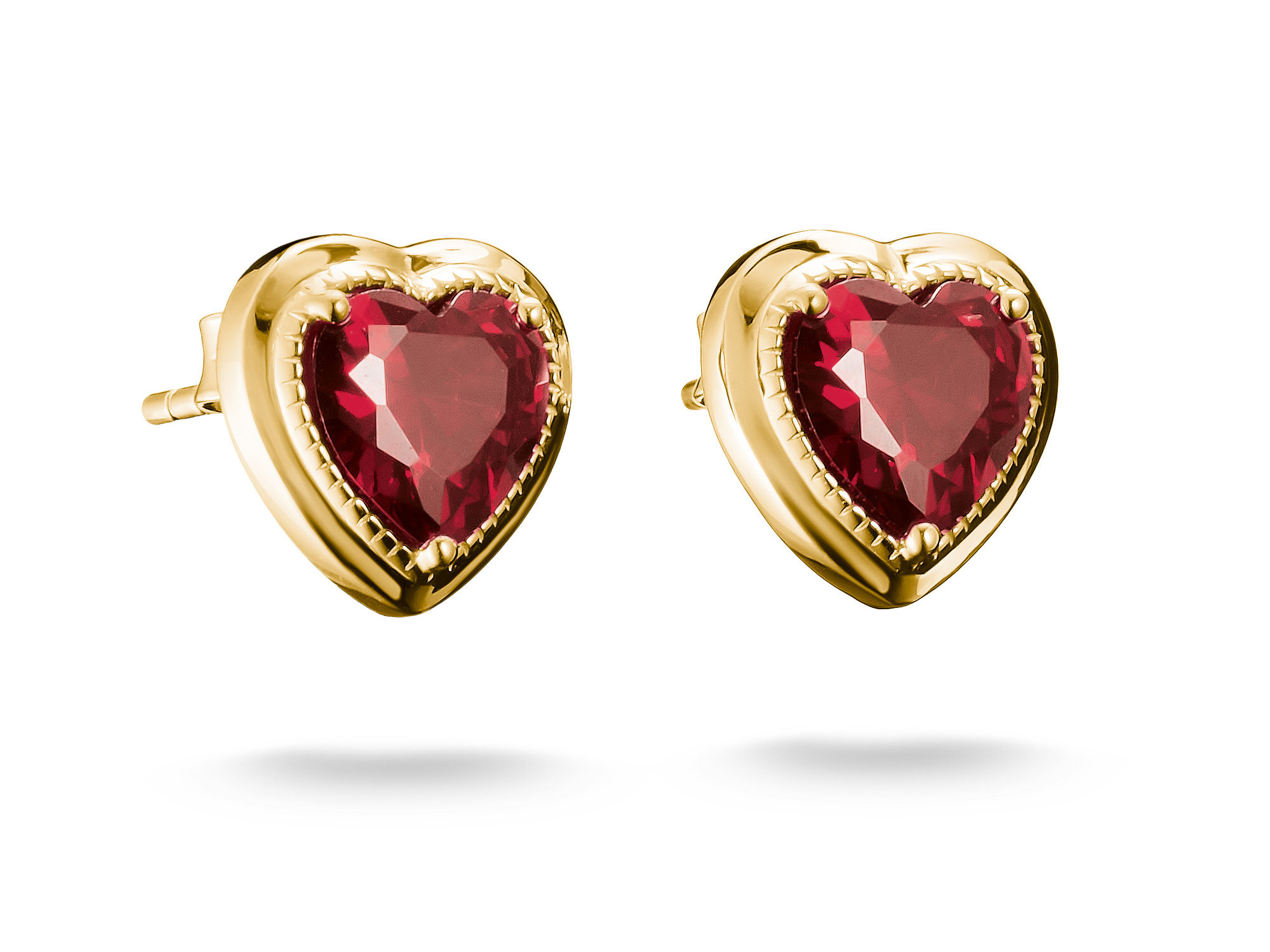 Thomas Sabo H2344-414-10 ELYNDRA HERZ Ohrstecker - 750/- Gold auf Silber & Zirkonia - Rot
