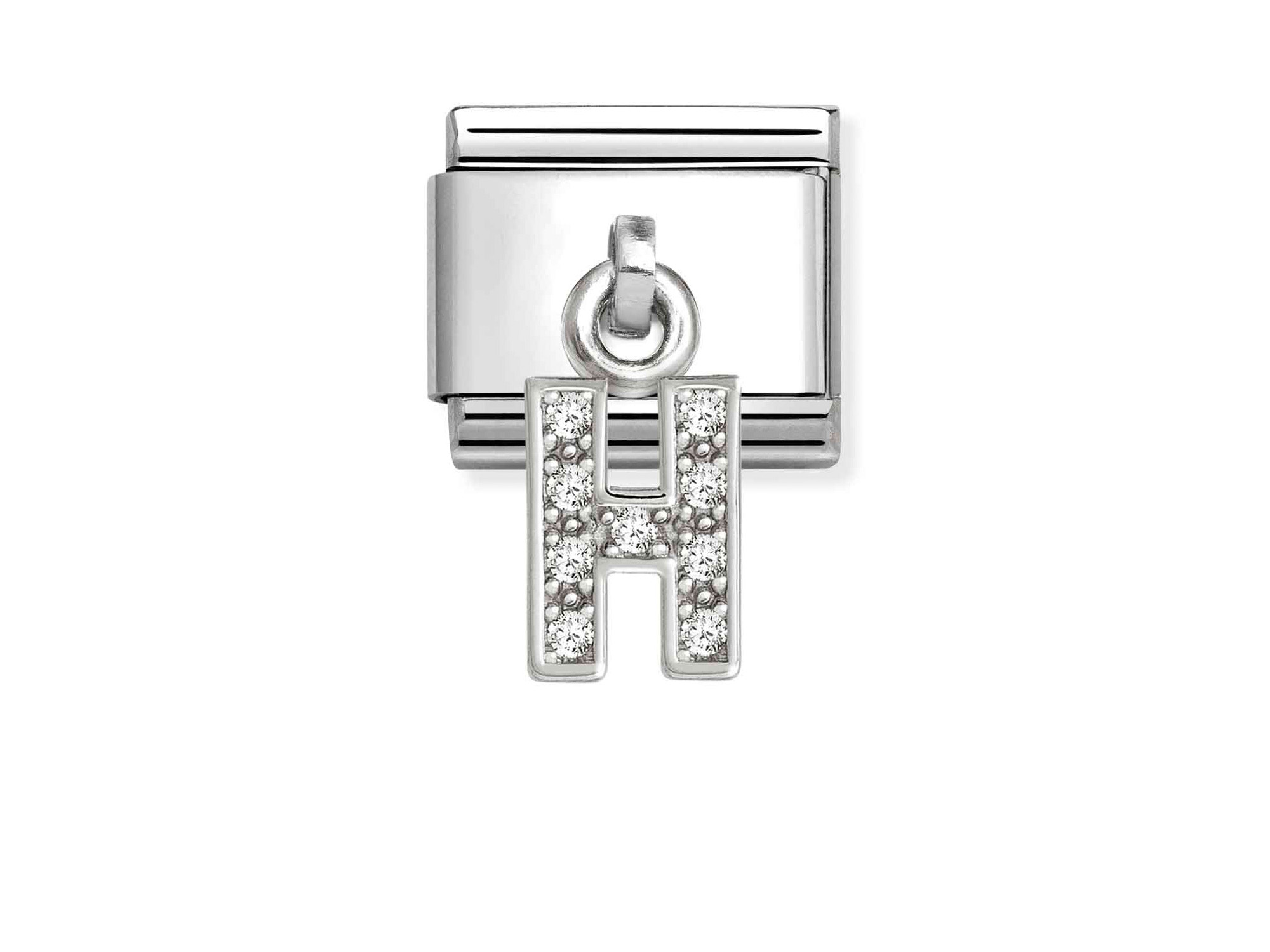 Classic Sterling Silber Charm in Form des Buchstaben H, verziert mit funkelndem Zirkonia, von Pandora, neu und stilvoll für individuelle Schmuckkreationen.