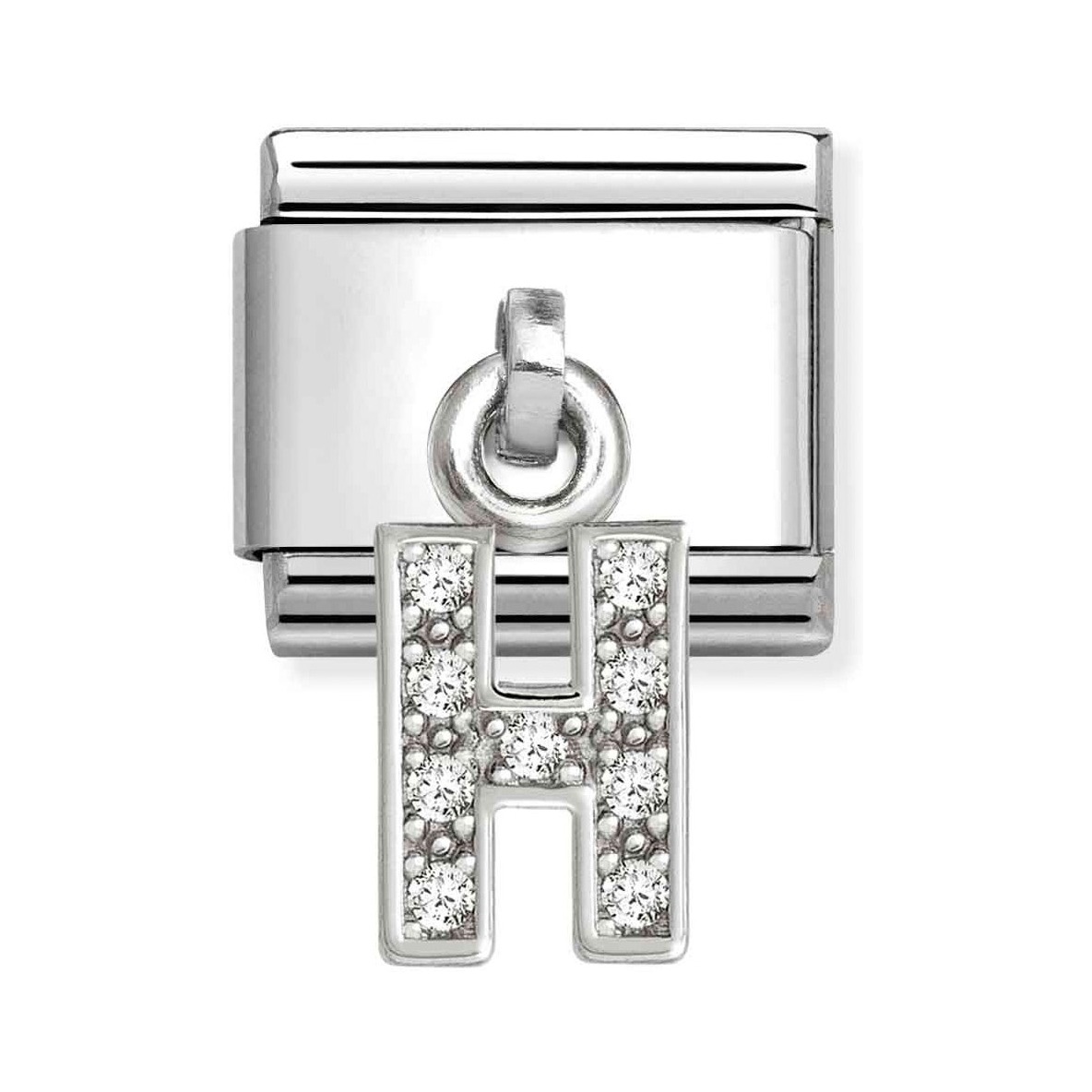 Classic Sterling Silber Charm in Form des Buchstaben H, verziert mit funkelndem Zirkonia, von Pandora, neu und stilvoll für individuelle Schmuckkreationen.