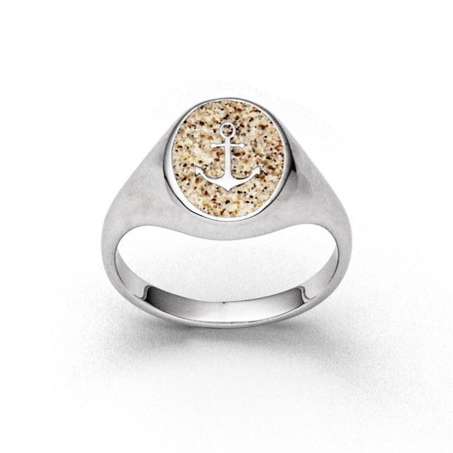 DUR Ring Siegelring Anker - Sterling Silber - Strandsand – Ansicht 2