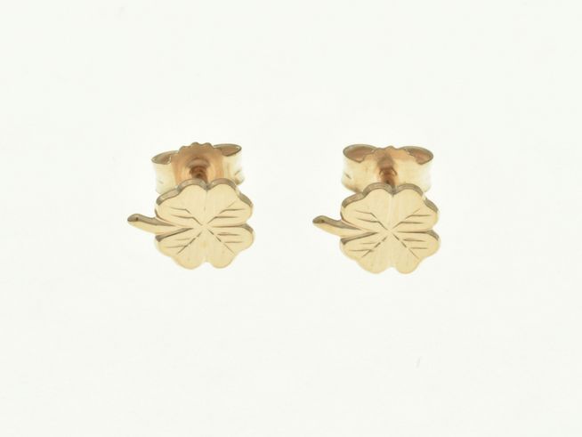 Kleeblatt Glücksbringer Ohrstecker aus Sterling Silber in Roségold für Kinder, gefertigt von Juwelier Harnisch, symbolisieren Glück und Freude.