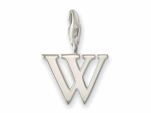 Buchstaben Charms Anhänger W aus Silber von Thomas Sabo, Modellnummer 0197-001-12, ideal für personalisierte Schmuckstücke und Accessoires. Elegant und schlicht im Design.
