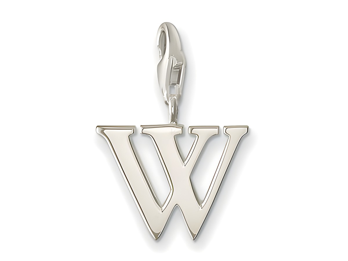 Buchstaben Charms Anhänger W aus Silber von Thomas Sabo, Modellnummer 0197-001-12, ideal für personalisierte Schmuckstücke und Accessoires. Elegant und schlicht im Design.