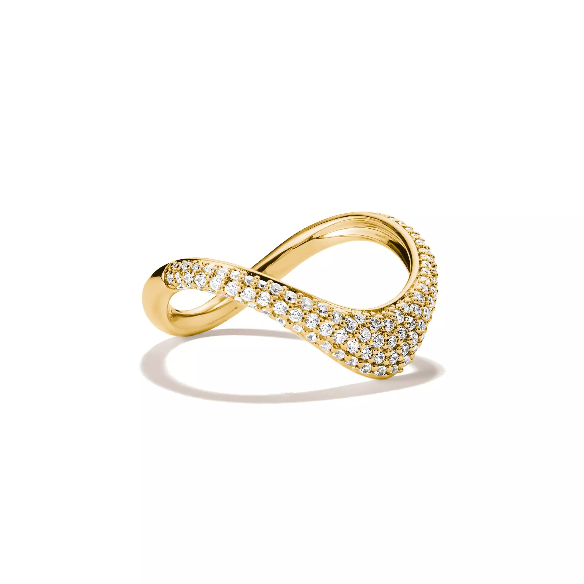 Thomas Sabo Ring in Wellenform mit weißem Zirkonia – vergoldet – Ansicht 2