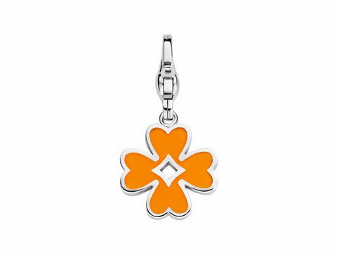 Glückssymbol Ti Sento Anhänger 8463OT Lucky Russia in Orange und Türkis, stilisierte Blütenform mit glänzendem Finish und schimmerndem Anhängerclip für individuelle Schmuckgestaltungen.