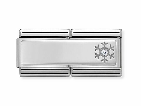 Schneeflocken Charm aus Silber mit glitzerndem Stein, passend für Nomination Armbänder, elegantes Design, zeitlos und stilvoll, Hersteller Nomination, Artikelnummer 330730 04.