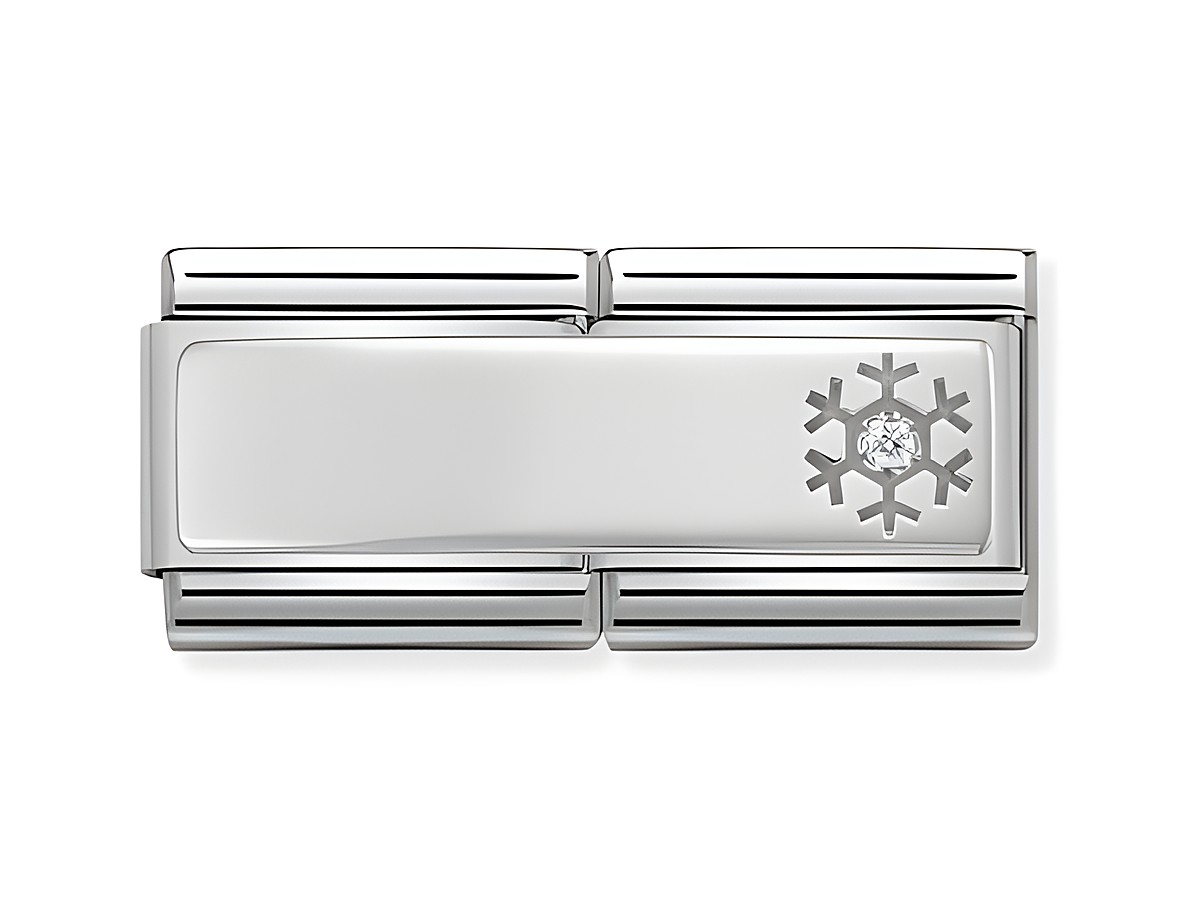 Schneeflocken Charm aus Silber mit glitzerndem Stein, passend für Nomination Armbänder, elegantes Design, zeitlos und stilvoll, Hersteller Nomination, Artikelnummer 330730 04.