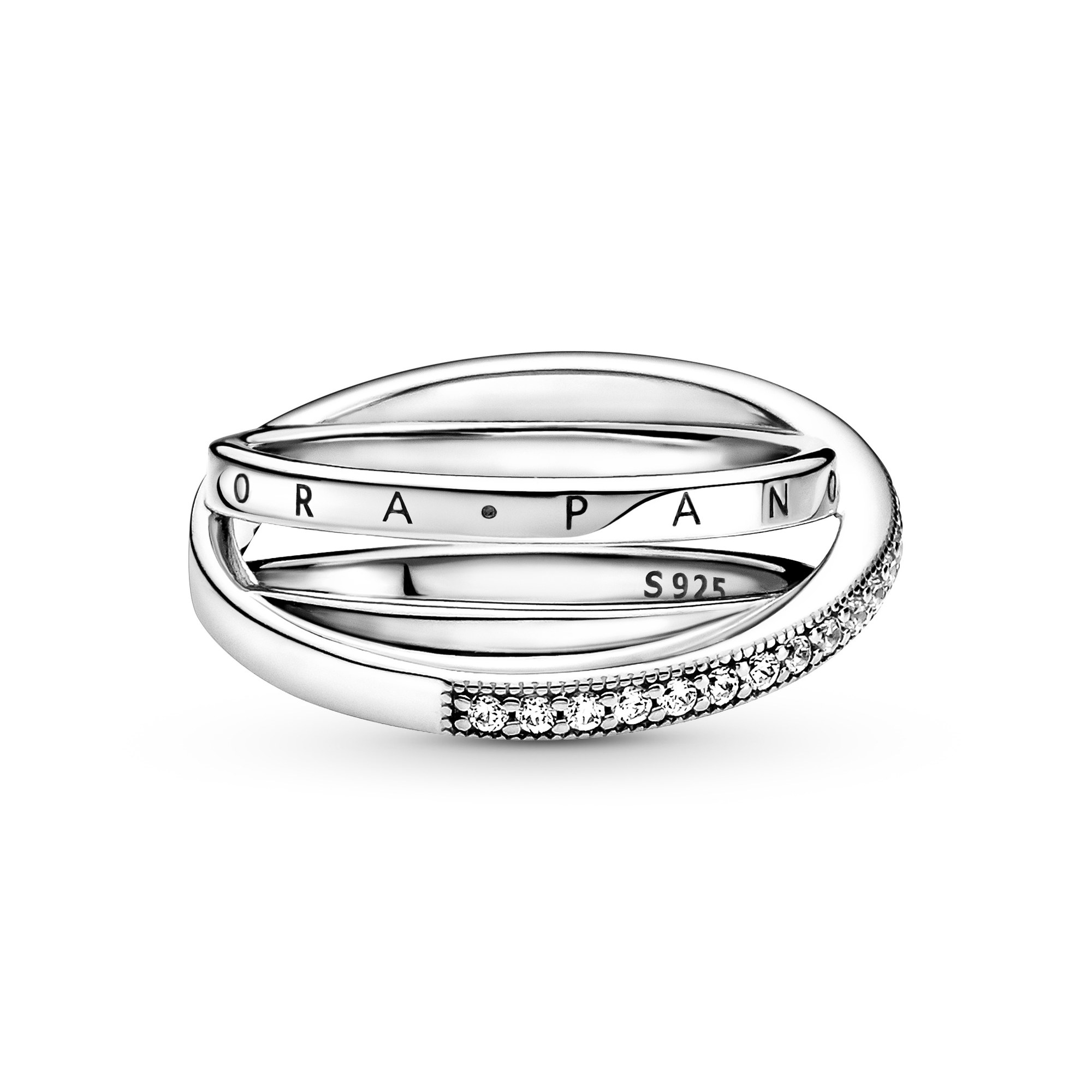 Pandora Silber Crossover Pavé Dreiband Ring - Zirkonia Ansicht 2 – Ansicht 2