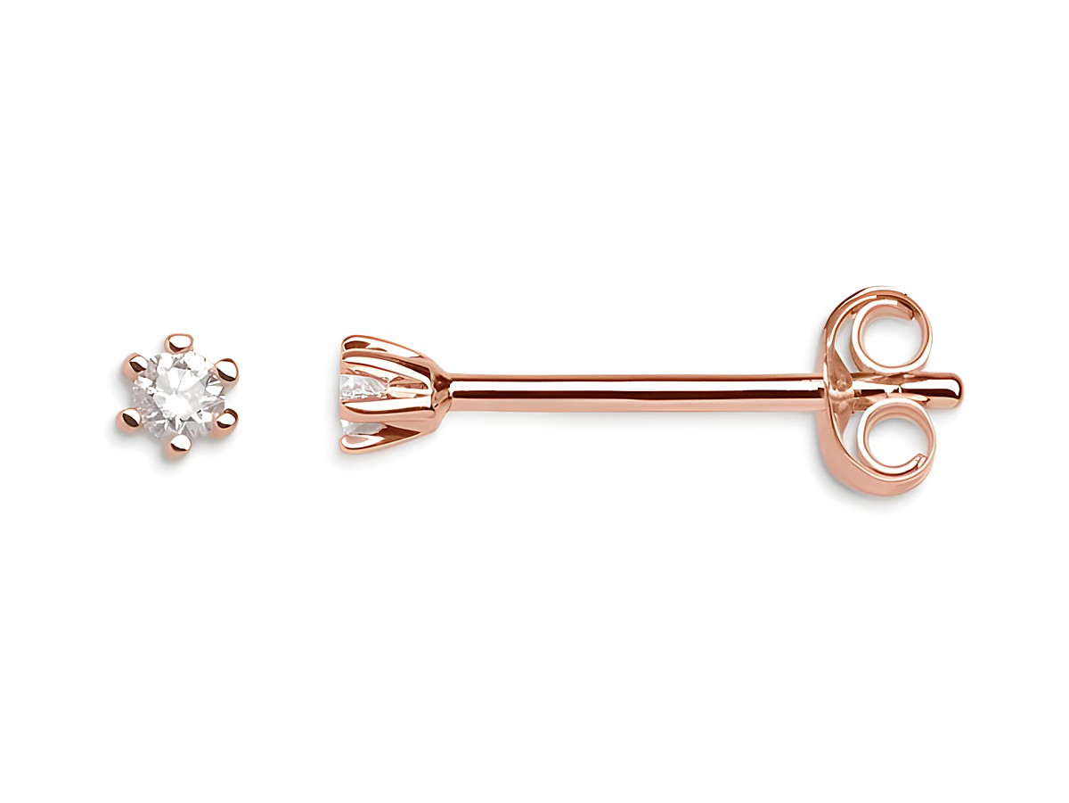 Zwei Xenox Gold Ohrringe XG4001R in Roségold 375 GOLD mit einem funkelnden Stein, einer Ohrsteckerbasis und einer separaten Stein-Oberfläche für individuelles Styling.