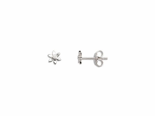 Xenox Sterling Silber Ohrringe XS3557 EAR CANDIES Blume des Lebens in Blumenform mit einem glitzernden Stein, eleganter Ohrschmuck für jeden Anlass.