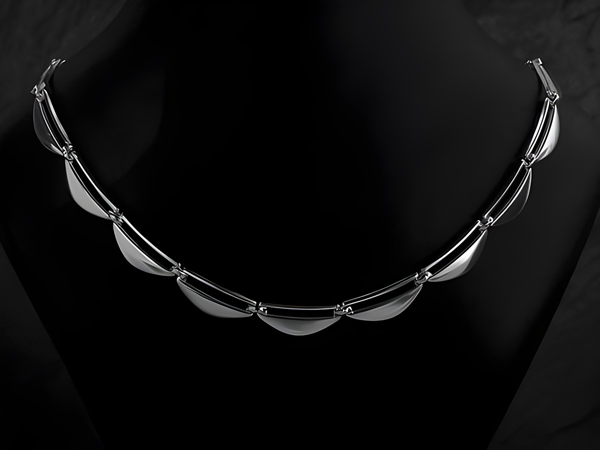 Elegantes silberne Collierkette mit rhodinierten Details und Federringverschluss, 43 cm lang, designed von Juwelier Harnisch, im ansprechenden Retrodesign, ideal für besondere Anlässe.