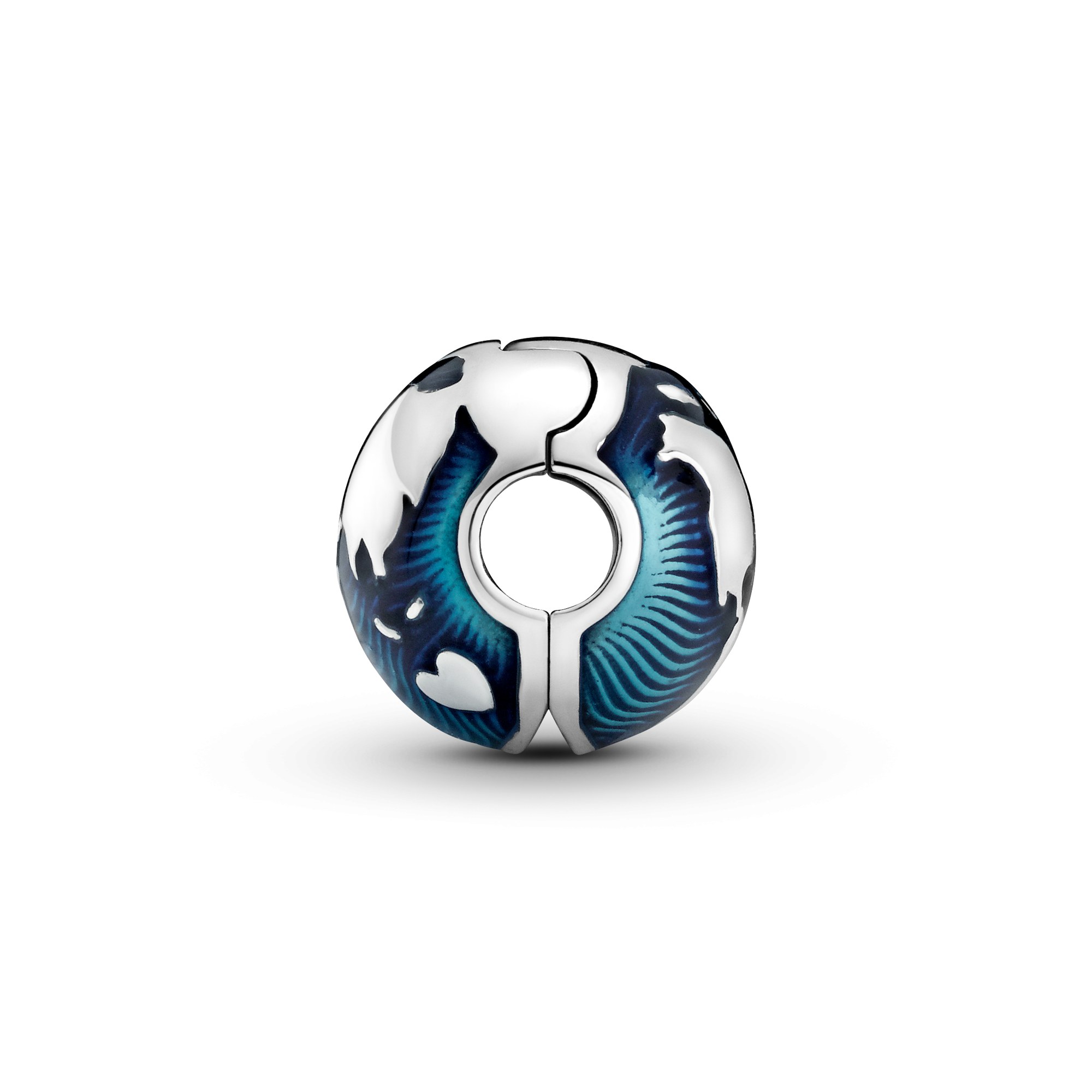 Pandora Silber Blauer Globus Clip Charm – Ansicht 2