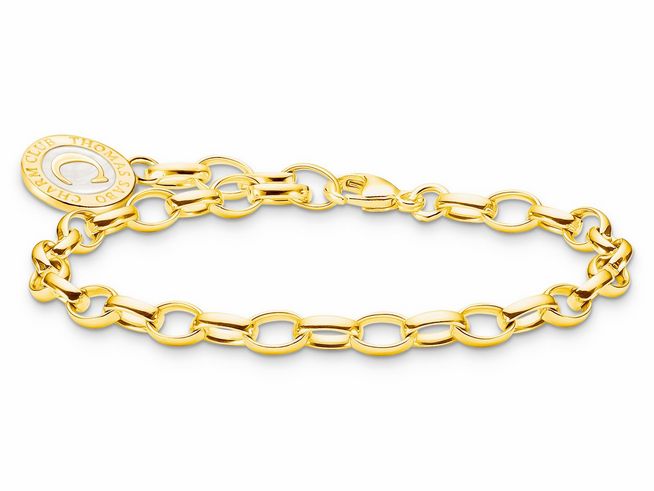 Armband von Thomas Sabo aus vergoldetem Silber mit Kettengliedern und einem charmanten Anhänger, Länge 15 cm, ideal für stilvolle Akzente.