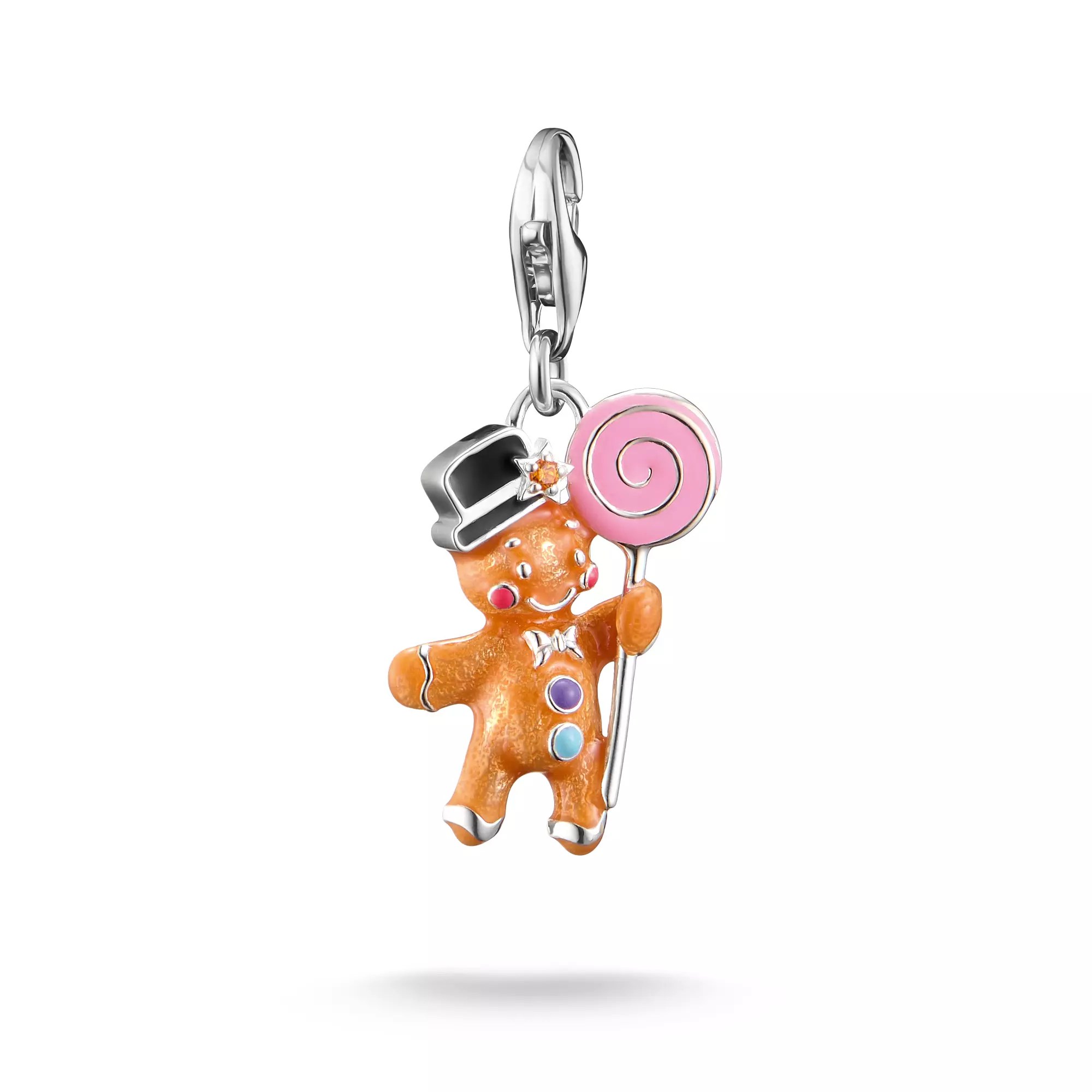 Thomas Sabo Charm-Anhänger - Lebkuchenmann - Silber gesch. & Emaille & Zirkonia - mehrfarbig
