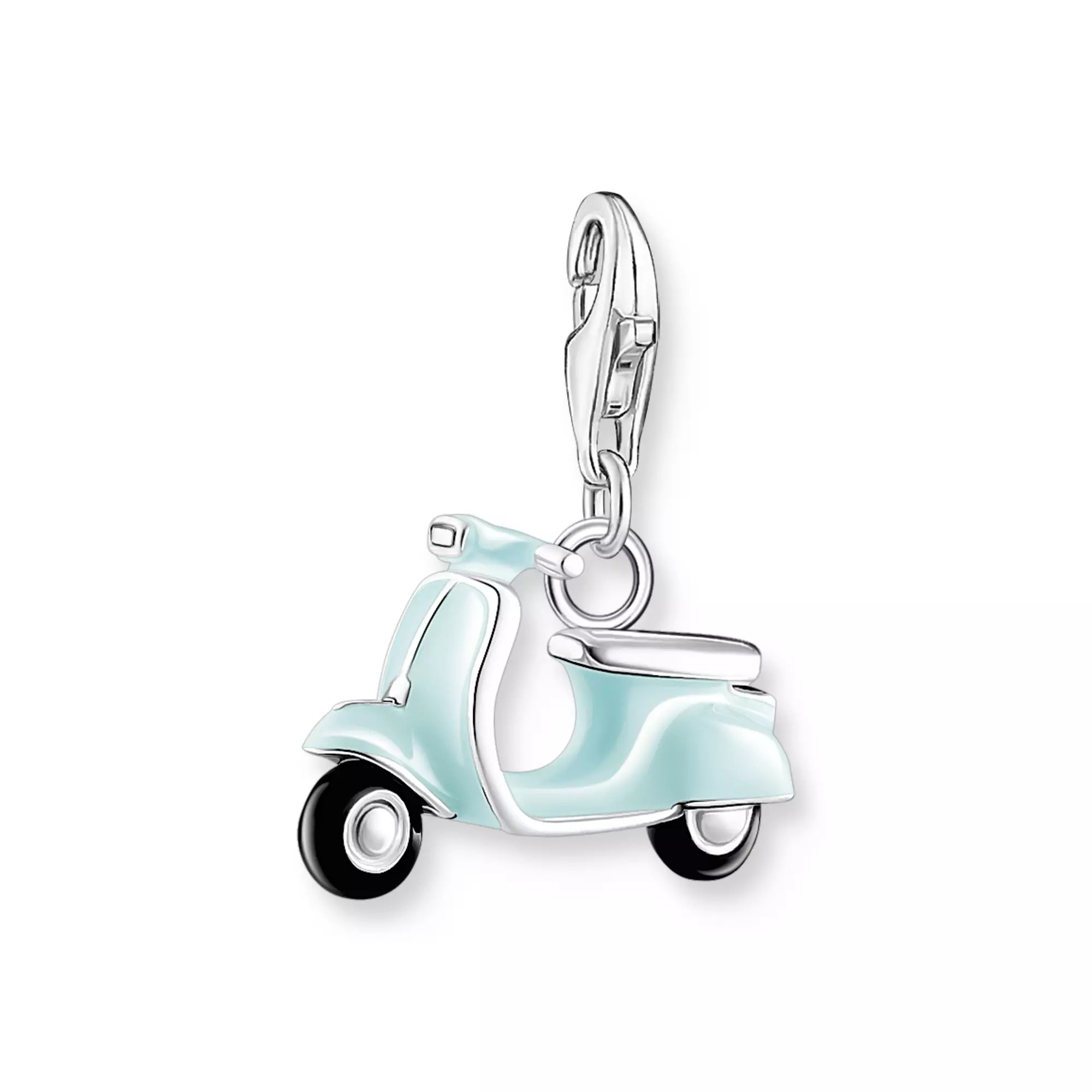 Thomas Sabo Charm-Anhänger - Silber + Emaille + Zirkonia - Motorroller im Vintage-Stil