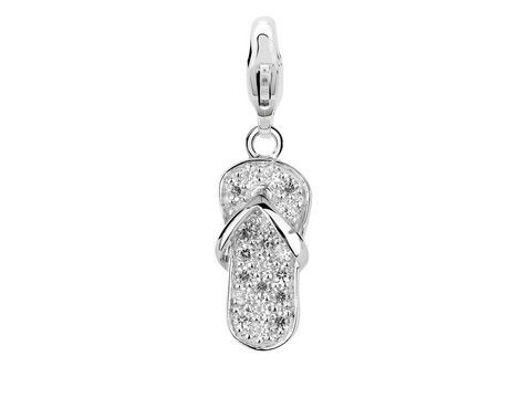 Glittery Badelatsche Ti Sento Silber Charm mit funkelnden Details, ideal für Schmuckliebhaber und Sommerfans, bietet ein verspieltes und glitzerndes Design für Deine Sammlung.