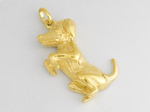 Gold Anhänger in Form eines Dackels aus Gold 333, Hersteller: Juwelier Harnisch, ideal für Tierliebhaber und als besondere Geschenkidee.