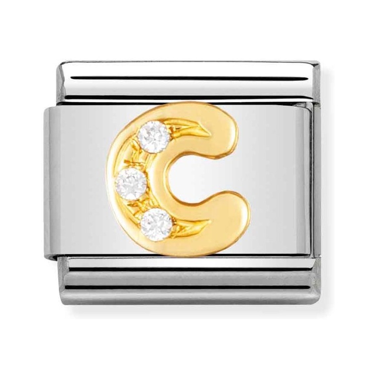 Nomination Composable Classic Charm Buchstabe C - Edelstahl, Gold 750 Gelbgold, Zirkonia