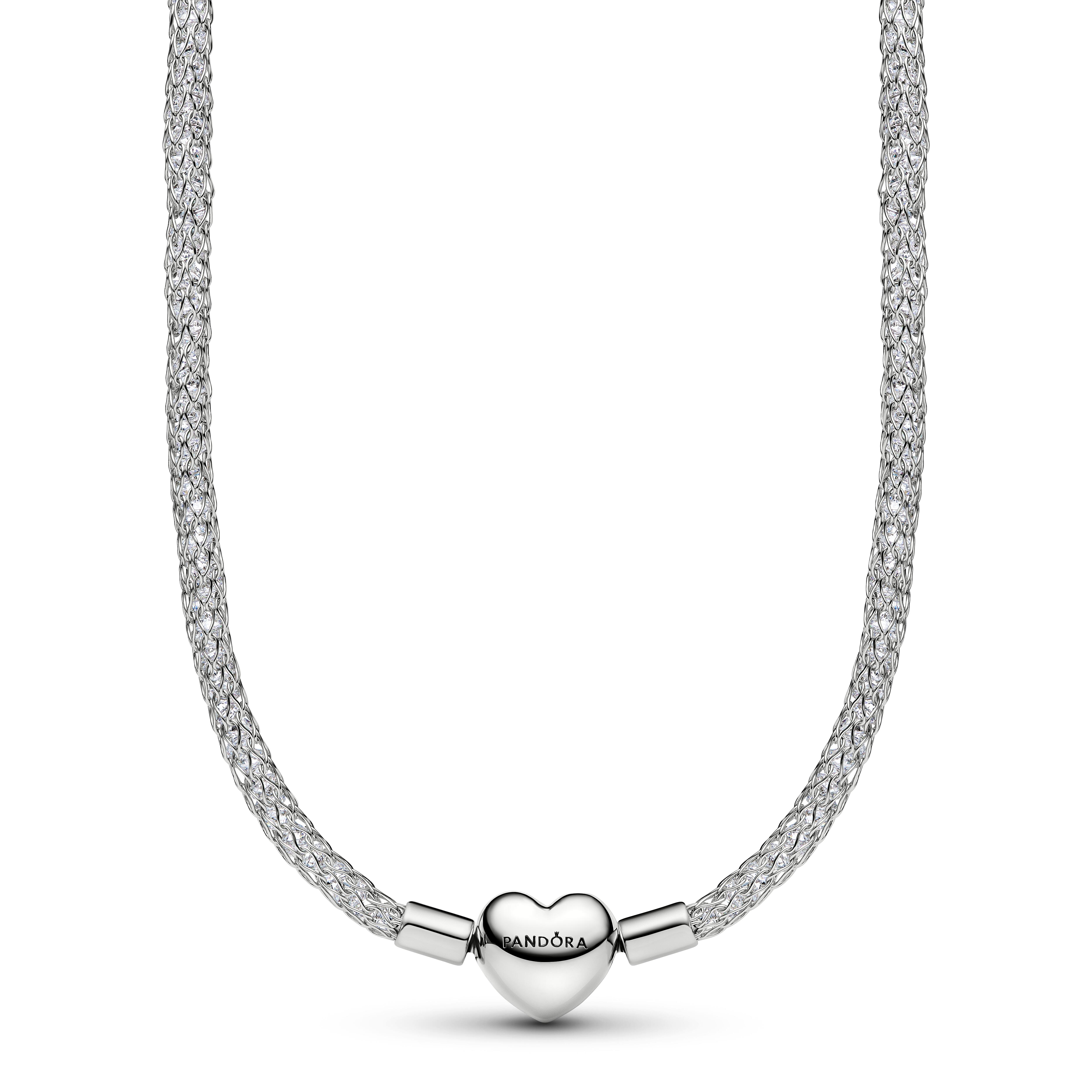 Pandora Moments - Halskette Mesh Herzverschluss - platiniert - 45 cm - 335080C01-45