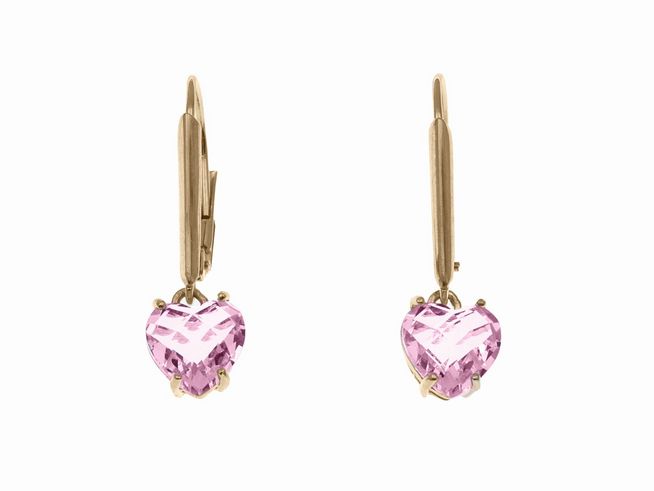 Ohrhänger Herz Rosa Glas aus Sterling Silber mit Roségold Vergoldung, funkelnder Herzstein in zartem Rosa, elegant und feminin, ideal für besondere Anlässe oder als hübsches Accessoire.