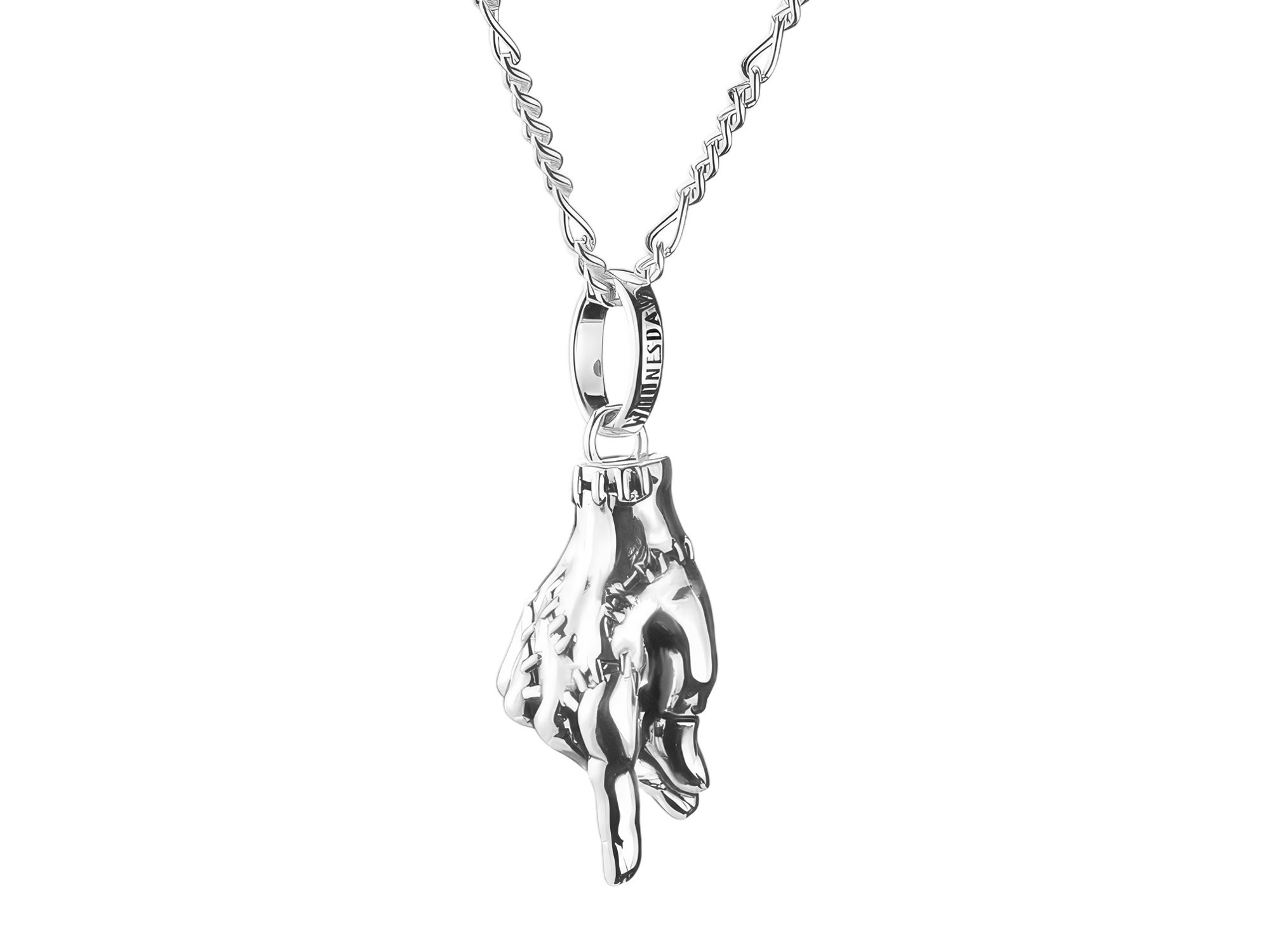 Eiskalte Händchen Kette von Thomas Sabo in Silber mit einem detailreichen Handanhänger, verstellbare Länge von 40-45 cm, ideal für modernen Schmuckliebhaber.