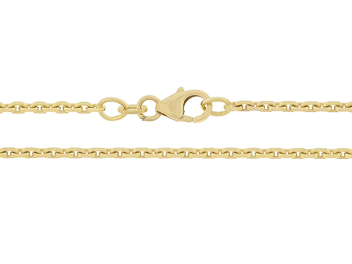 Ankerkette aus Gold 585, diamantiert, Länge 60 cm, Aufhängung mit Karabiner, Kettgliedgröße 2,0 x 2,0 mm, hochwertiger Hersteller Juwelier Harnisch.