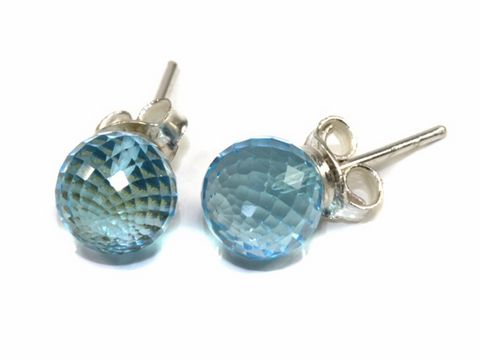 Topas Blautopas Ohrstecker aus Sterling Silber mit Kugel-Design, Hersteller Juwelier Harnisch, elegante und funkelnde Blautöne, ideal für jeden Anlass.