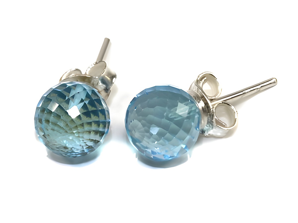 Topas Blautopas Ohrstecker aus Sterling Silber mit Kugel-Design, Hersteller Juwelier Harnisch, elegante und funkelnde Blautöne, ideal für jeden Anlass. – Ansicht 2