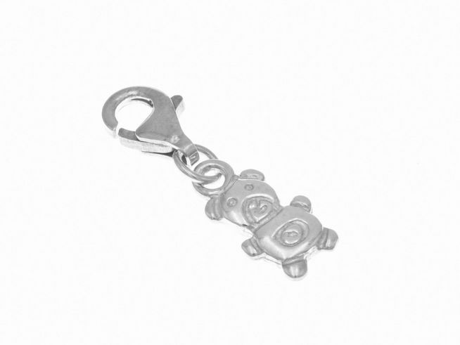 Charmanhänger aus poliertem Sterling Silber in Form eines Bären, Hersteller Juwelier Harnisch, ideal für Anhänger und Armbänder.