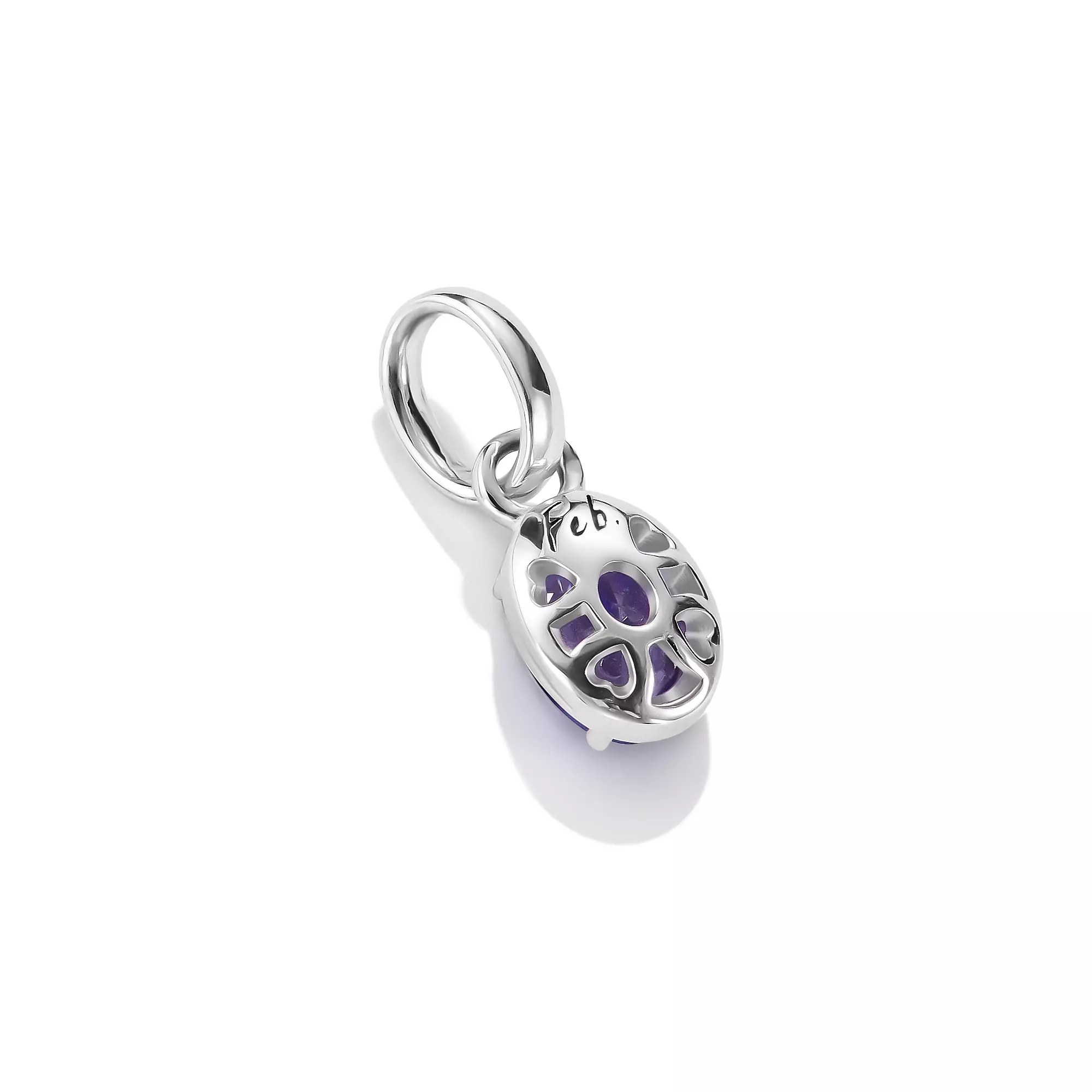 Thomas Sabo Connect - Birthstones Charm - Februar - Sterling Silber & Zirkonia - Violett - Charm mit Öse – Ansicht 3