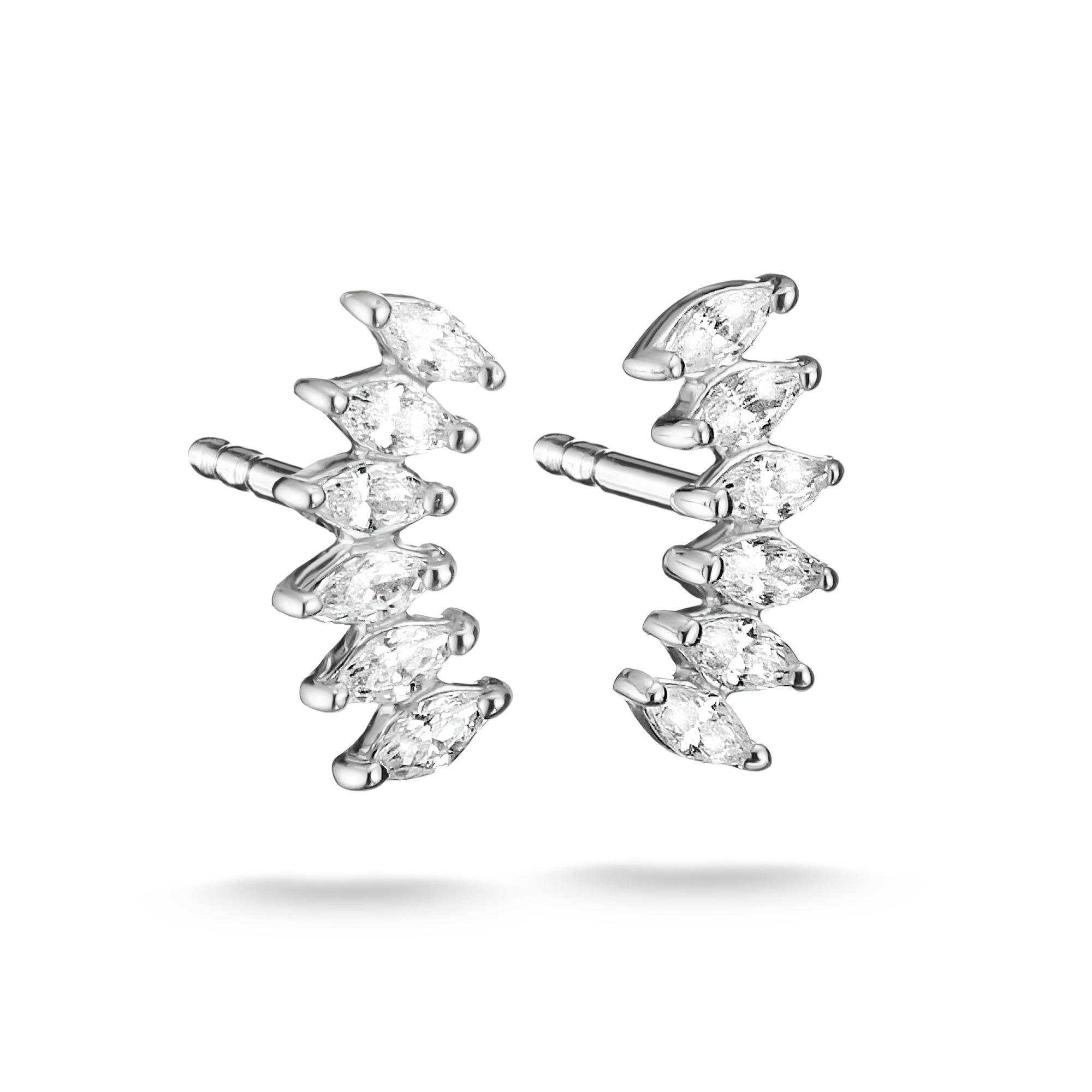 Thomas Sabo Ohrstecker mit weißem Zirkonia in Silber, 5,2 mm breit, elegant geformt mit marquisförmigen Steinen, strahlender Glanz, ideal für besondere Anlässe.