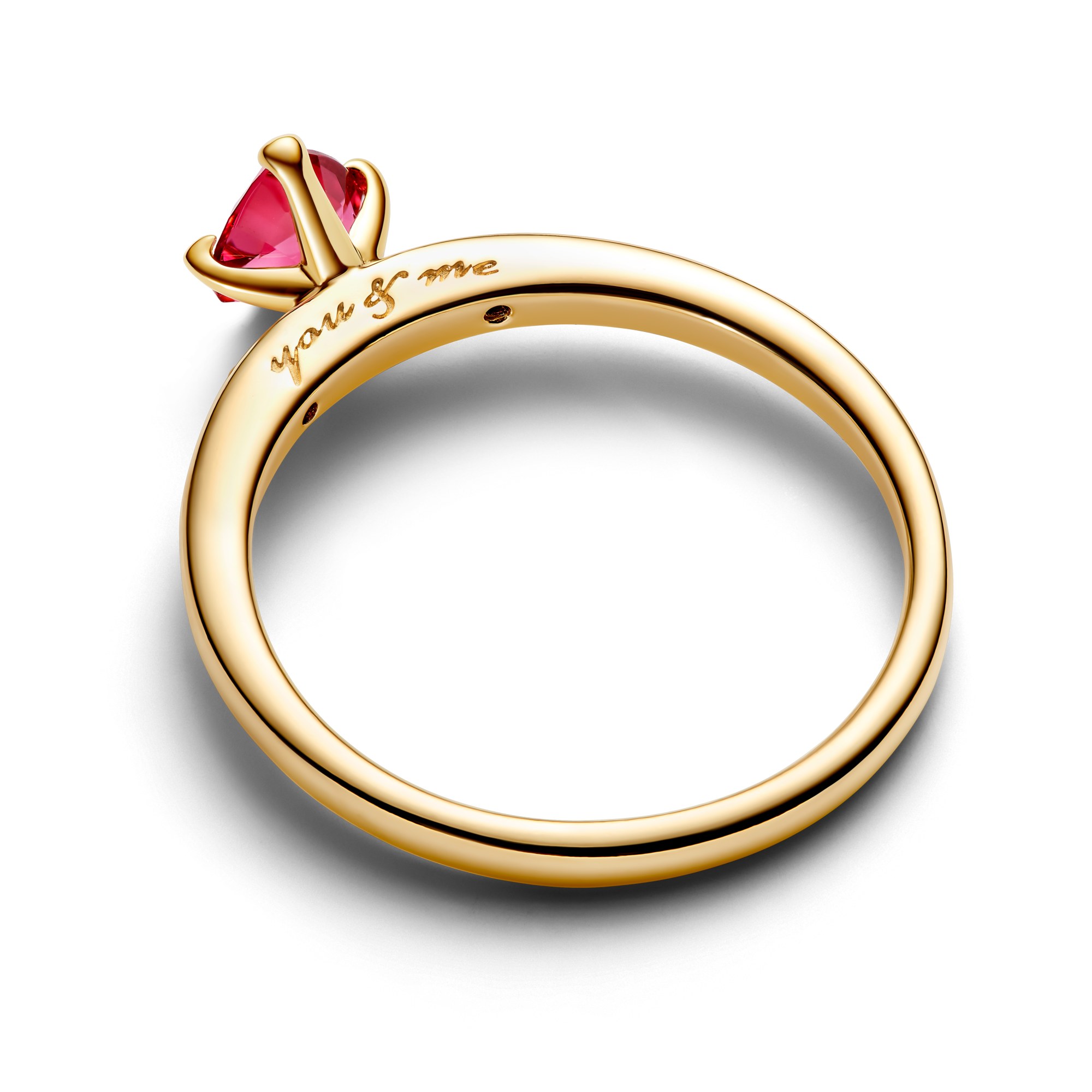 Pandora Herz Gelbgold verg. Ring & Kirschen - rotem Jubiläumskristall – Ansicht 2