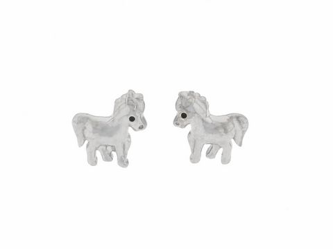 Silber Ohrringe Fohlen rhodiniert allerliebst von Juwelier Harnisch für Kinder, niedliche Pony-Designs, ideal für kleine Tierliebhaber, funkelnd und charmant.